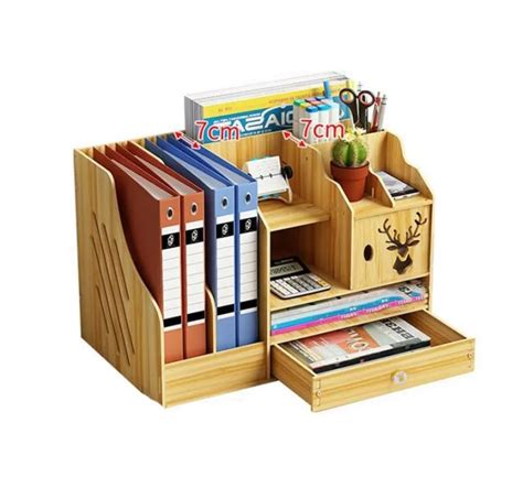 DIY 10 Grid Wooden School Office Desktop Organizer With Drawer And ...