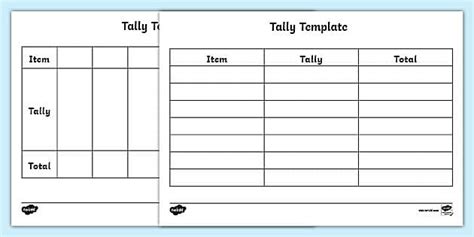 Tally Chart Template - Science Resource (teacher made)