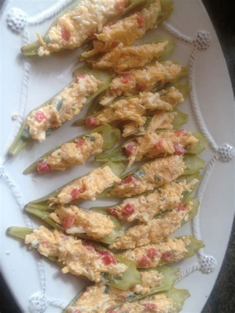 Foodie In The Mountains: Pickled Okra Stuffed With Pimento Cheese