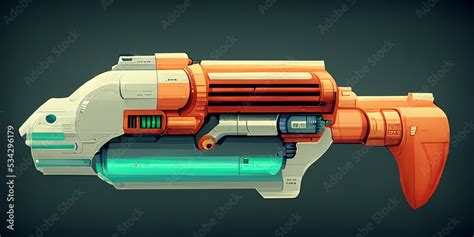 Futuristic laser gun, space rifle, gold assault rifle, heavy firepower ...