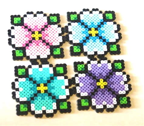 Perler Beads Flower Coaster Magnet or Keychain - Etsy