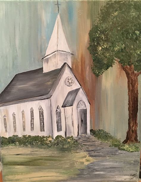 Serene White Church Painting