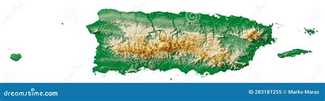 Puerto Rico relief map stock illustration. Illustration of physical ...