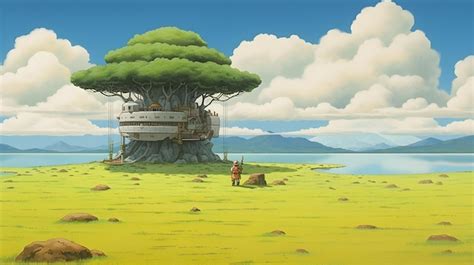 Premium AI Image | Anime Landscape in Studio Ghibli Style