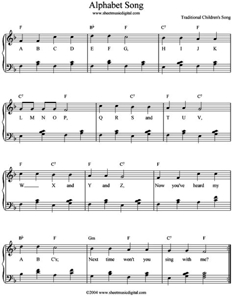 Alphabet song sheet music | Music and stuff | Pinterest | Song sheet ...