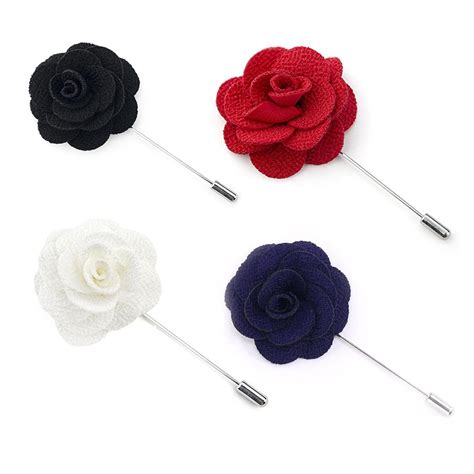 Buy Verceys 4 pcs Men's Suit Lapel Flower Pin Brooch Pin Black, White ...