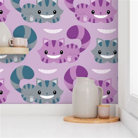 Cute Cheshire Cat Alice In Wonderland Wallpaper | Spoonflower