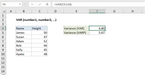 Excel VAR function | Exceljet