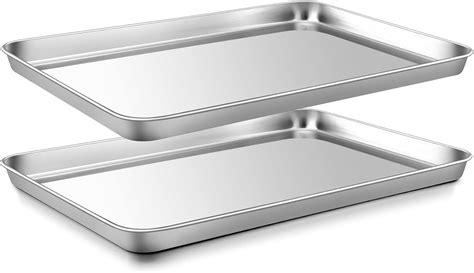 Baking Tray Set of 2, Onader Stainless Steel Rectangle Baking Sheets ...