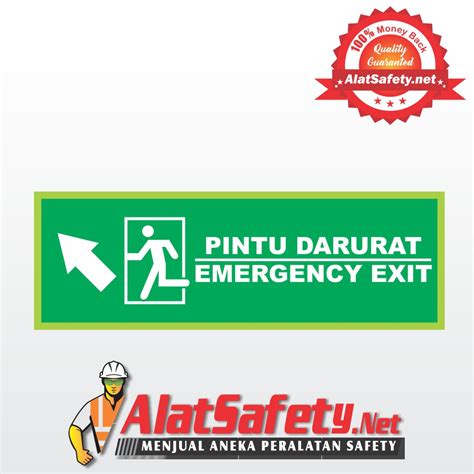 Jual Sticker Sign Tanda Arah Pintu Darurat Emergency Exit Serong Kiri ...