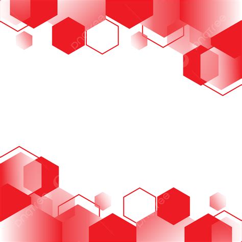 Red Hexagon Technology Geometric Border Banner Transparent Background ...