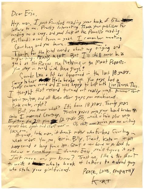 Letter to Eric: Kurt Cobain writes back to Eric Erlandson | Lettering ...