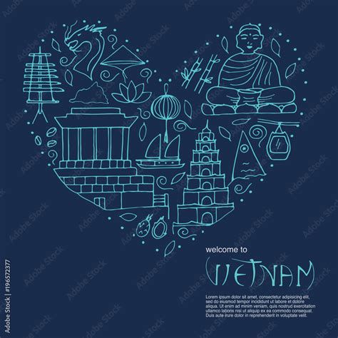 Culture of Vietnam. Traditional symbols. Stock Vector | Adobe Stock