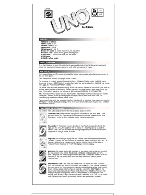 Printable Drunk Uno Rules Pdf