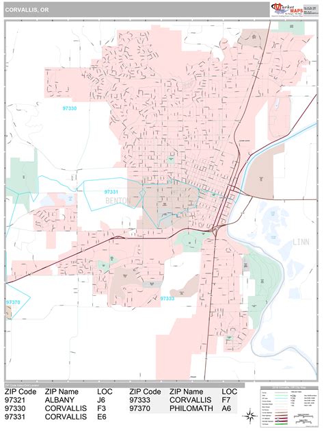 Corvallis Oregon Wall Map (Premium Style) by MarketMAPS - MapSales