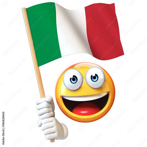 Emoji holding Italian flag, emoticon waving national flag of Italy 3d ...