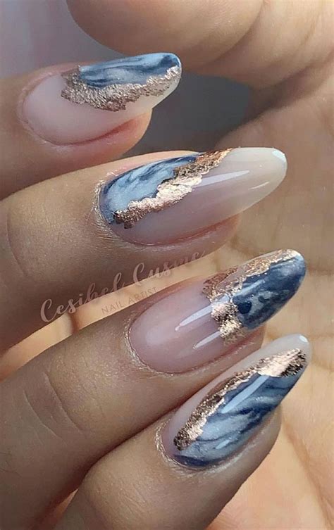 Most Beautiful Nail Designs You Will Love To wear In 2021 : Blue marble ...