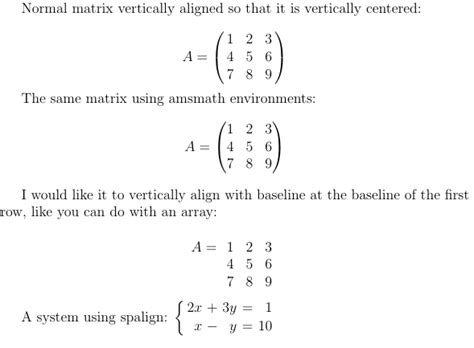 Vertical Alignment of Matrices with spalign Package - TeX - LaTeX Stack ...