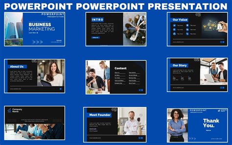 Blue & white Business Powerpoint Presentation for $18