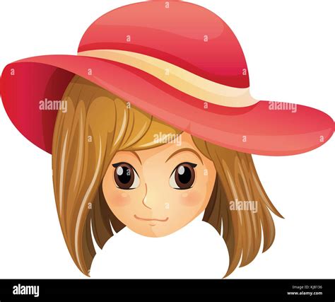 Illustration of a girl wearing a red hat on a white background Stock ...