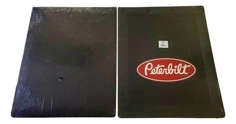 Peterbilt OEM 30" x 24" Black Rubber Mud flaps (2) w/Red Logo FM3050MF ...