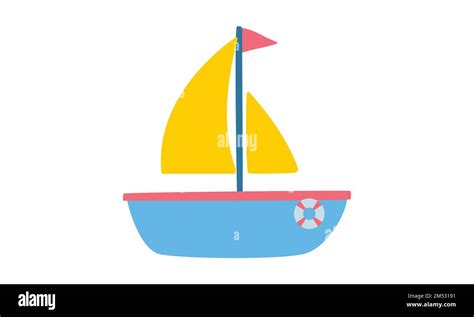 Cute cartoon sailboat clipart. Simple sail boat flat vector ...