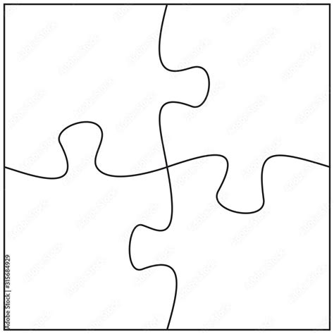 Four jigsaw pieces template. 4 puzzle pieces connected together. Stock ...