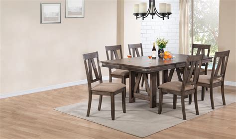 Nets 7 Piece Formal Dining Room Set, Brown Wood, Transitional (Table ...