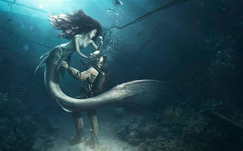 Diver and The Mermaid, HD Creative, 4k Wallpapers, Images, Backgrounds ...