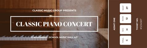 Classic Piano Concert Ticket | Ticket Template