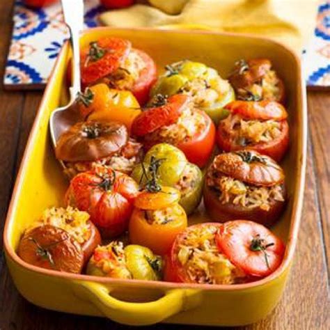 Baked tomatoes stuffed with rice and spice