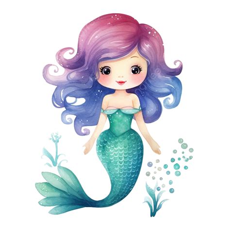 Watercolor Cute Mermaid Clipart Png, Cute Clipart, Mermaid Clipart ...