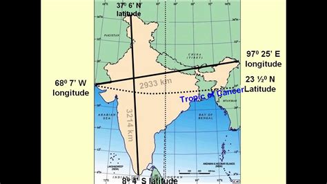 INDIA LENGTH, BREADTH, TROPIC OF CANCER, STANDARD MERIDIAN - YouTube