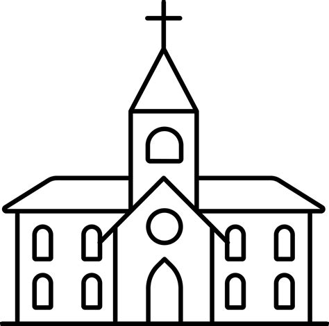 Church Icon In Black Outline. 24459147 Vector Art at Vecteezy