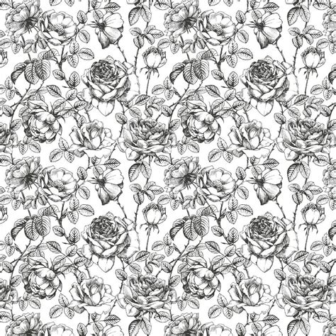 Black and White Floral Wallpaper, Romantic Floral Pattern Wall Mural ...