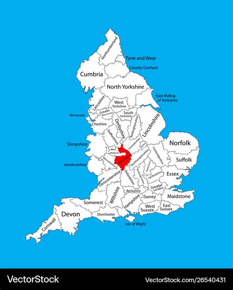 Map warwickshire west midlands united kingdom Vector Image