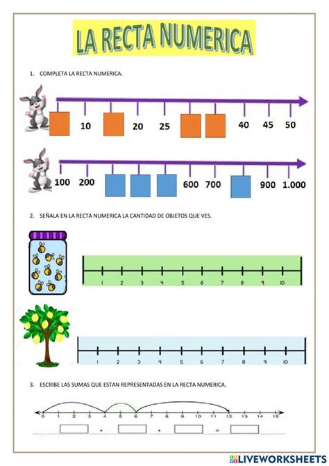 Recta numerica worksheet for SEGUNDO | Recta numerica, Tecnicas de ...