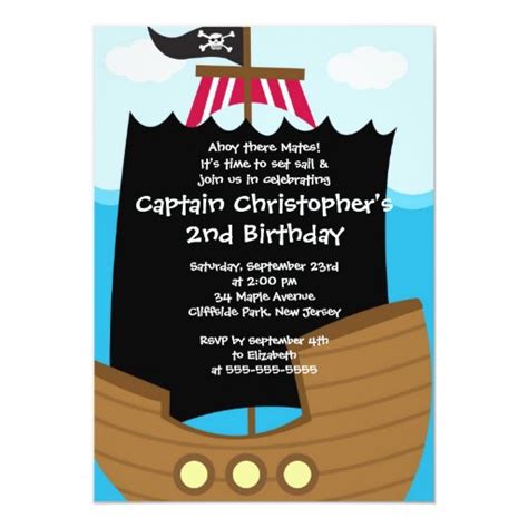 Cute Ahoy Mates Pirate Birthday Party Invitations | Zazzle