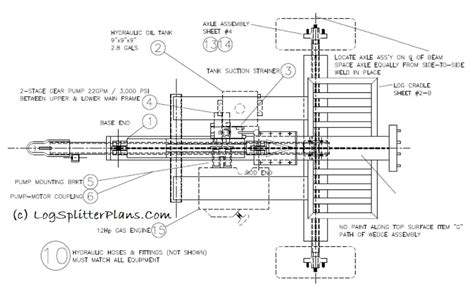 Log Splitter Plans, CAD Designs for Home Built (DIY Assembly)