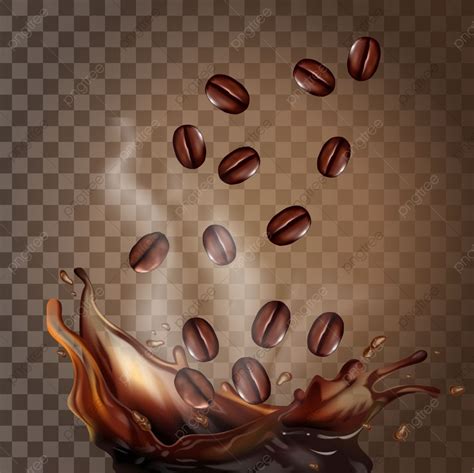 Download this Realistic Coffee Beans Falling With Coffee Splash ...