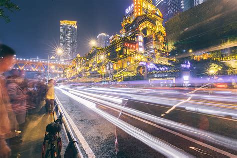 Chongqing Hongyadong Night Road Rail Car Picture And HD Photos | Free ...