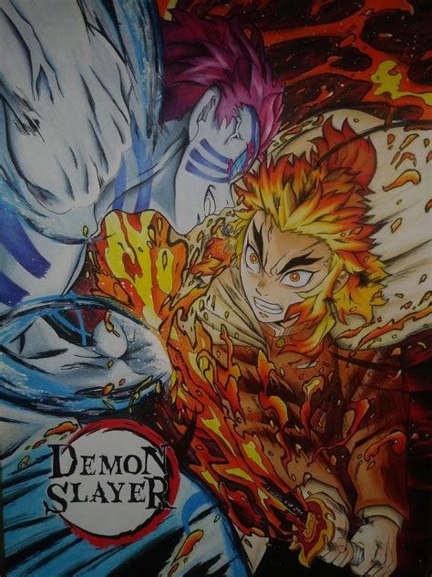 Akaza vs Rengoku fan art, by far my best drawing, totally worth the ...