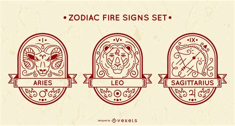 Zodiac Fire Signs Set Vector Download