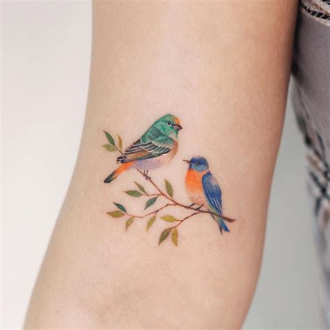 Two birds on a branch by tattooist Saegeem in 2020 | Tattoos, Birds ...