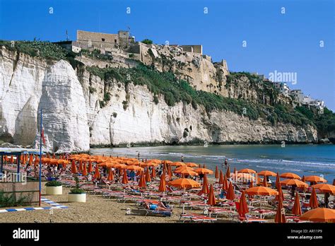 Beach of Vieste, Vieste, Pizzomunno, Gargano, Apulia, Italy Stock Photo ...