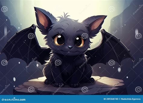 Cute Black Bat, Halloween Cartoon Character Stock Illustration ...