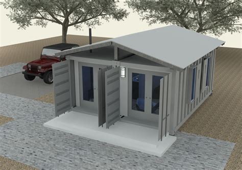 2×20-foot-container-house-v2 Exterior Open