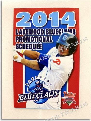 2014 Lakewood Blueclaws Pocket Schedule JP Crawford Phillies Minor ...