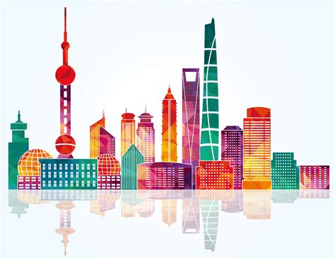 Shanghai Landmark Outline Map Vector, Building, Outline, Silhouette ...