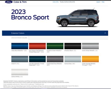 2023 Bronco Sport colors from Ford Dealer site (new Atlas Blue ...